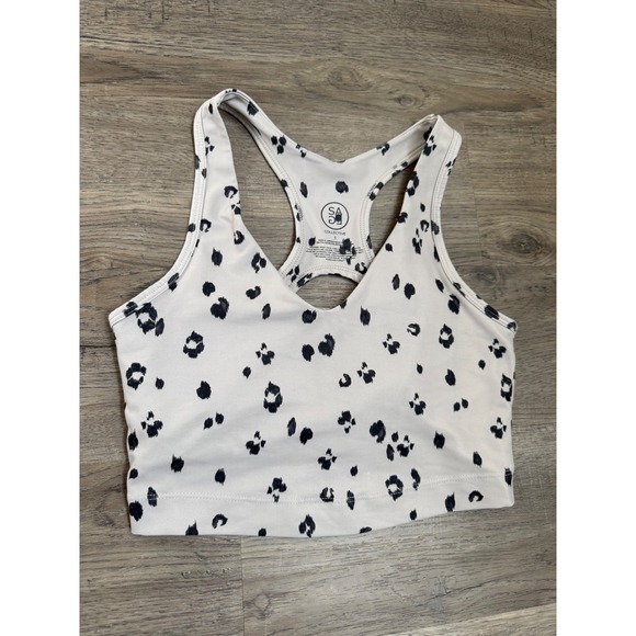 SAGE Collective Sports Bra Top Women Small Taupe Animal Print Racerback - Picture 2 of 8
